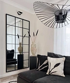 long mirror,standing mirror of Modern Industrial Grid Black Full Length Mirror in living room